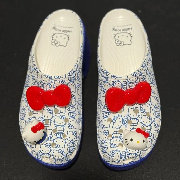 NWOT Crocs Hello Kitty 50th Anniversary Blue Glitter Siren Clogs - Picture 9 of 9